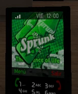 El móvil de Niko con el tema de Sprunk.