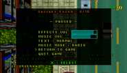Menú de pausa de Grand Theft Auto (PlayStation).