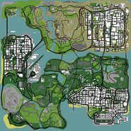 Mapa con la ubicación de la Freeway en San Andreas.