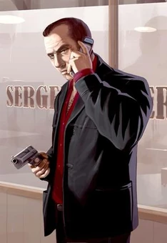 Artwork de Mikhail con una Desert Eagle.