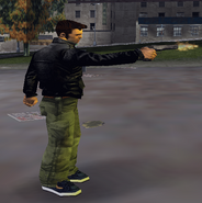 Claude con una pistola en GTA III.