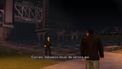 El puente al fondo en una escena de GTA: LCS.