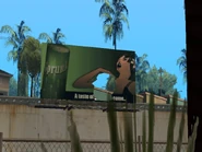 El cartel de Sprunk destruido en Los Santos.