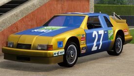 Un Hotring Racer tercera versión The Definitive Edition en la Mansión de Starfish Island, Vice City.
