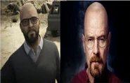 Michael si se le coloca calvo, con barba y lentes y Walter White.