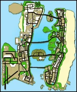 Mapa con la ubicación de la Freeway en Vice City (GTA: VCS).