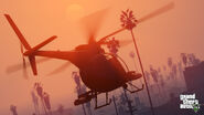 Vista de un atardecer en Los Santos en un Buzzard.