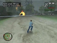 El helicóptero explotando.