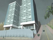 Imagen de dos grandes edificios de Las Colinas, aquí se puede encontrar uno de los 100 graffitis.