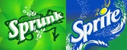 Comparación de la tipografía de Sprunk con la de Sprite.
