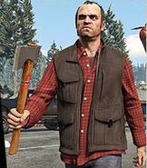 Trevor con una Hacha en Grand Theft Auto V.