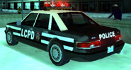 Vista trasera del coche policial de Grand Theft Auto: Liberty City Stories