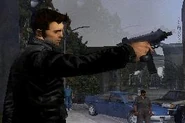 Claude con una Uzi (micro Uzi) en GTA III.