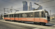 Un tren del Metro Ligero transitando por la ciudad