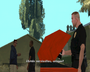 CJ burlándose del C.R.A.S.H.