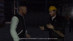 Yusuf pidiéndole a Luis que lo lleve hasta su helicóptero.