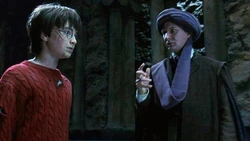 Quirrell y Harry en la cámara.