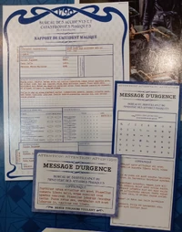 Papelería del ministerio francés, una de las cuales tiene documentación de esta oficina.