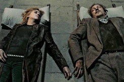 Los cuerpos de un Remus y Tonks fallecidos en el Gran Comedor