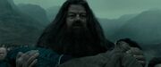 Hagrid cargando el aparente cuerpo muerto de Harry