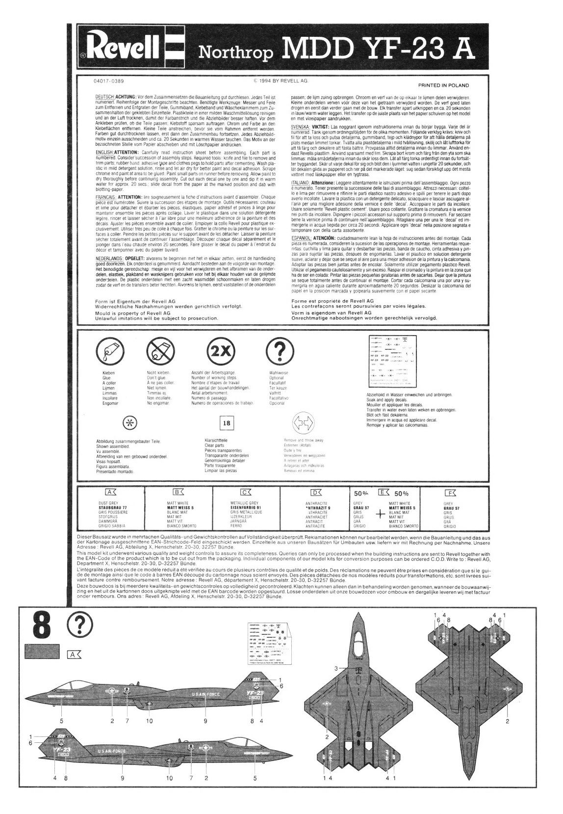 Revell/Germany 1/144 04017 Northrop MDD YF-23A | Encyclopedia of
