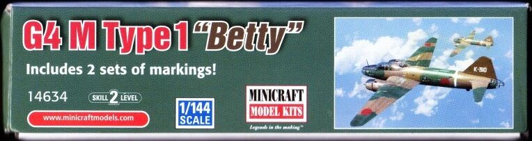 Minicraft 14746 1/144 Mitsubishi G4M Type 1 Betty Bomber Model Kit