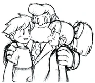 Boceto de Roll, Rock y el Dr. Light en Rockman Complete Works .