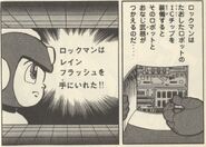 Conseguimiento del Rain Flush en "¡Detén la Ambición del Dr. Cossack!" del manga "Rockman 4".