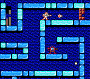 Mega Man utilizando el Crash Bomber en "Mega Man 2", NES.