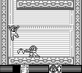 Cut Man usando Rolling Cutter en "Mega Man: Dr. Wily's Revenge", Game Boy.