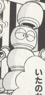 Blocky en "Batalla de Espacio-Tiempo - ¿¡El Enemigo del Futuro es Quién!?" del manga "Rockman World 2".