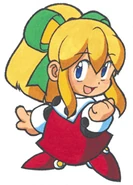 Ilustración "chibi" de Roll para etiquetas promocionales de Mega Man 8.