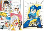 Transformación de Mega Man - "El Nacimiento de Mega Man" manga canónico escrito y dibujado por Keiji Inafune.