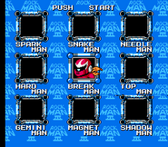 Selección de Escenario de Break Man en "Rockman 3: Dr. Wily no Saigo!?", Famicom.