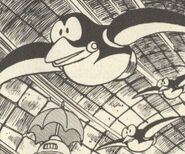 Rocket Bird y Coswallown de Toad Man en "¡Detén la Ambición del Dr. Cossack!" del manga "Rockman 4".