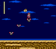 Mega Man utilizando el Item-1 en "Mega Man: The Wily Wars", Sega Genesis.