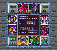 Estadísticas de Spark Mandriller en "Rockman X", Super Famicom.
