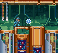 Mega Man usando el Freeze Cracker en Mega Man 7