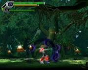 Mega Man X con su Icarus Armor usando el Shadow Runner (Cargado) en "Mega Man X8", PC.