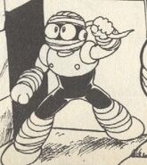 Mummy Mauler de Pharaoh Man en "¡Debes Derrotar al Equipo de Defensa Más Fuerte!" del manga "Rockman 4".