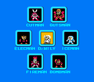 Selección de Escenario del Dr. Wily en "Mega Man", NES.