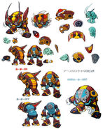Arte Conceptual de Earthrock Trilobyte en "R20 Rockman and Rockman X Official Complete Works"