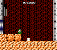 Obtención del Super Arm en "Mega Man", NES.