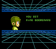 Obtención del Ring Boomerang en "Mega Man 4", NES.