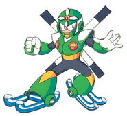 Ilustración original de Gyro Man en "Mega Man 5", por Keiji Inafune.