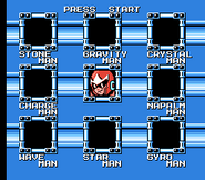 Selección de Escenario del falso Proto Man en Mega Man 5, NES.