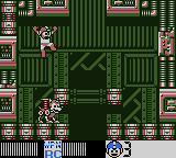 Mega Man utilzando el Rush Coil en "Mega Man V", Game Boy.