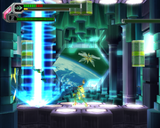 Optic Sunflower usando el Tenshouha (Earth Crush) en "Mega Man X8", PC.