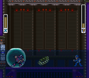 Bubble Crab utilizando el Bubble Splash (normal) en "Mega Man X2", SNES.