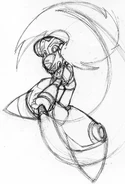 "Saber".[4] Boceto final antes de la inyección de pluma del arte de Zero en "Mega Man X3".